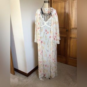 Vintage Valentino Set: Sheer Floral White Robe  with Nightie